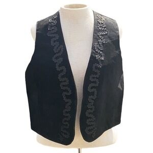 Double G women’s vest black leather open front,medium